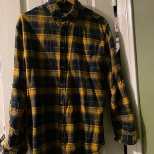 Goodfellow & Co Navy and Yellow Plaid Button-Down Shirt